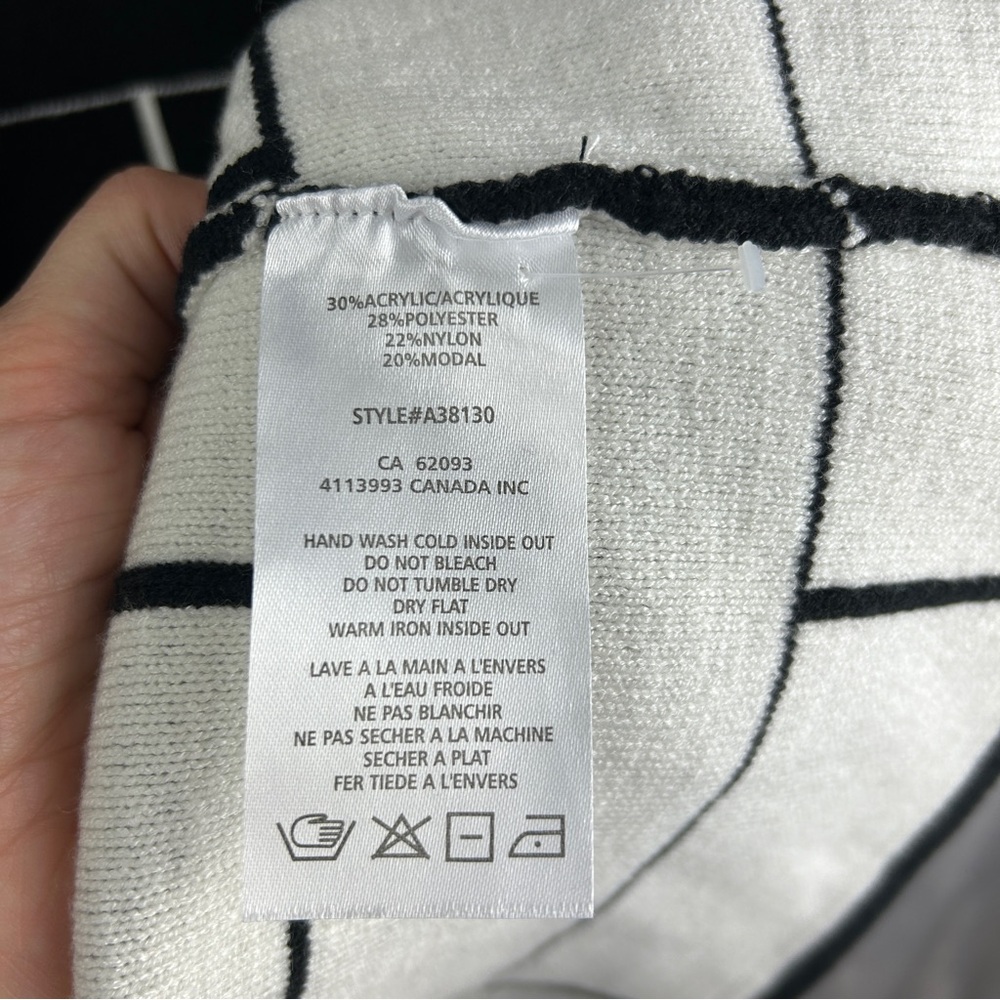 ALISON SHERI Cardigan‎ Coat Thick Knit Size Large Black White Long Line Blazer - Picture 5 of 5